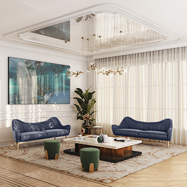 HERMES Sofa, NOAKI Stool and LALLAN Center Table